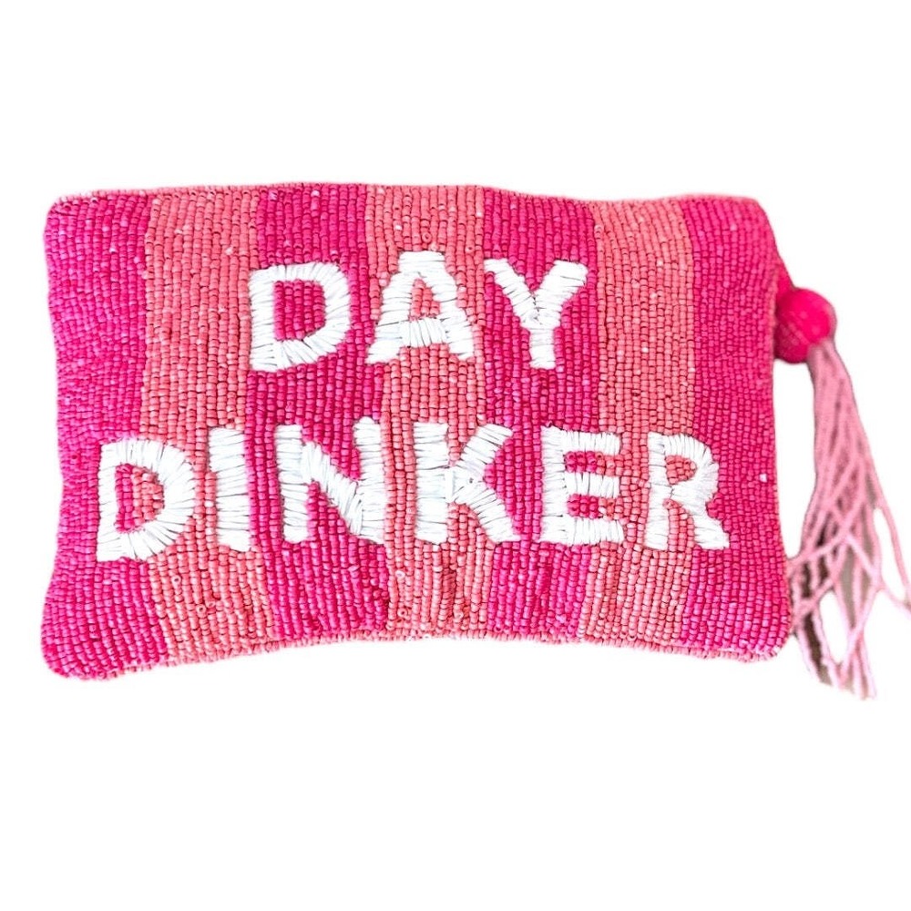 Pickleball Beaded Day Dinker 8x10 Clutch Bag Tassel Zip Pouch Small NEW